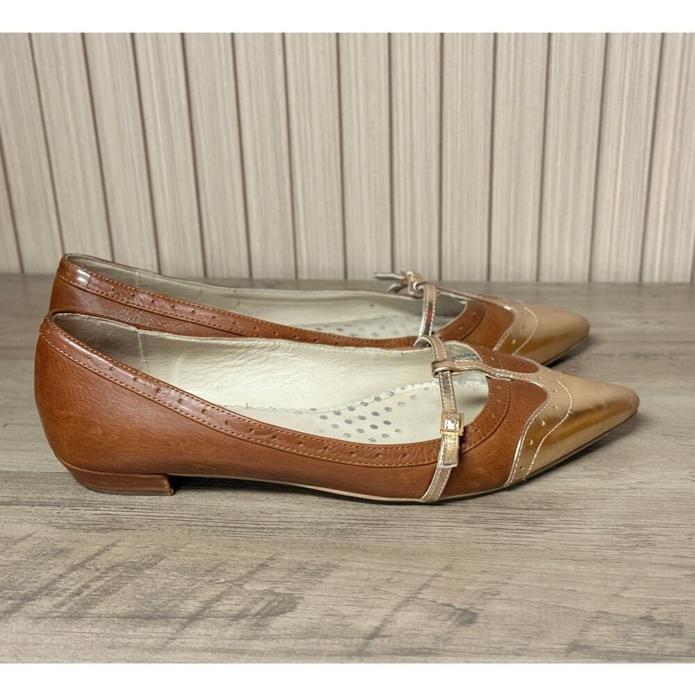 Boden Women’s Pointed-Toe Flats Brown Gold Metallic Size 40 EU / 9 US - Picture 2 of 9